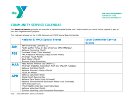 Community Service Calendar