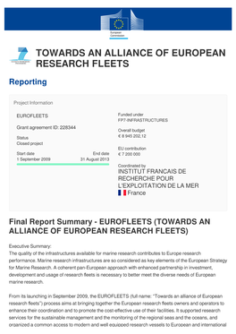 Towards an Alliance of European Research Fleets