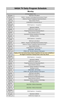 Copy of NASA Television Schedule (Week of March 23Rd)