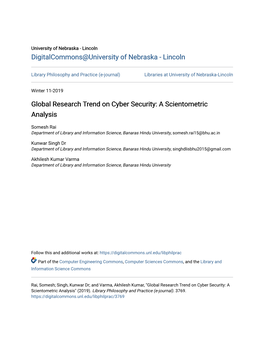 Global Research Trend on Cyber Security: a Scientometric Analysis
