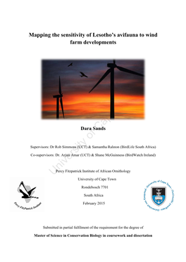 Mapping the Sensitivity of Lesotho's Avifauna to Wind Farm Developments