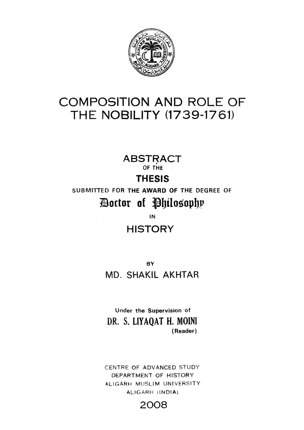 Composition and Role of the Nobility (1739-1761)