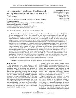 Development of Fish Scraps Shredding and Mixing Machine For