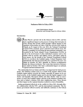 Sudanese Role in Libya 2011 REPORTS