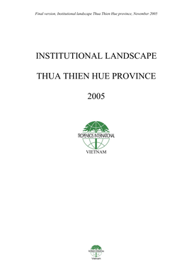 Institutional Landscape Thua Thien Hue Province 2005