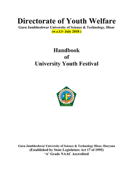Handbook of University Youth Festival W.E.F. July 2018