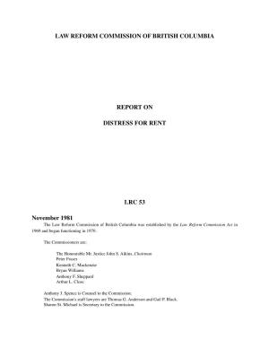 Law Reform Commission of British Columbia Report On