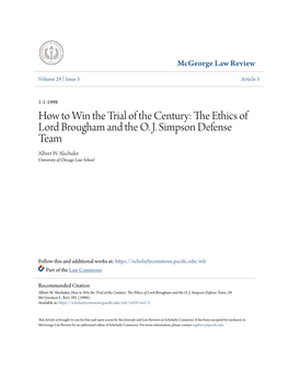 The Ethics of Lord Brougham and the OJ Simpson Defense Team