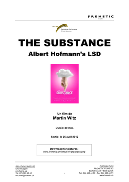 THE SUBSTANCE Albert Hofmann’S LSD