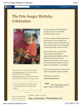 The Pete Seeger Birthday Celebration Page 1