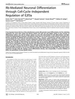 Rb-Mediated Neuronal Differentiation Through Cell-Cycle–Independent Regulation of E2f3a