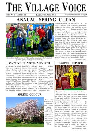 ANNUAL SPRING CLEAN You Will Remember Last Difference to the Month’S Article About Appearance of the Village