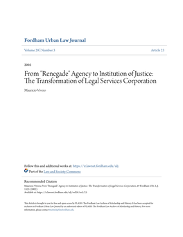 The Transformation of Legal Services Corporation, 29 Fordham Urb