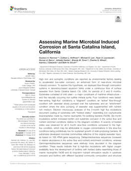 Assessing Marine Microbial Induced Corrosion at Santa Catalina Island, California