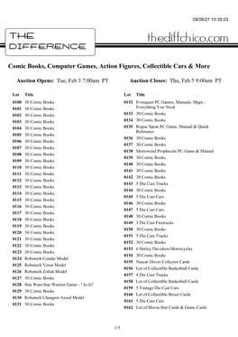 Comic Books, Computer Games, Action Figures, Collectible Cars & More