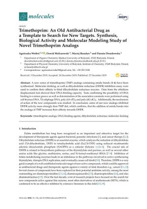 Trimethoprim: an Old Antibacterial Drug As a Template to Search for New Targets