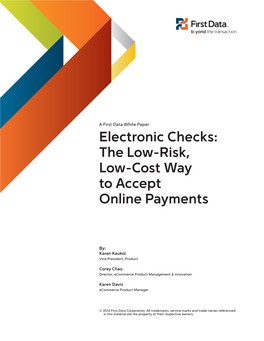 Electronic Checks: the Low-Risk, Low-Cost Way to Accept Online Payments