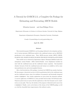 A Tutorial for G@RCH 2.3, a Complete Ox Package for Estimating and Forecasting ARCH Models
