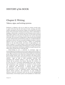 HISTORY of the BOOK Chapter 2. Writing