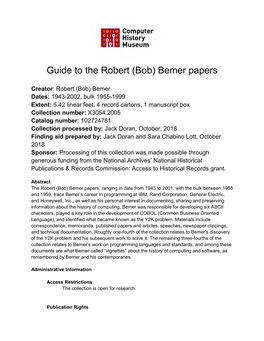 (Bob) Bemer Papers