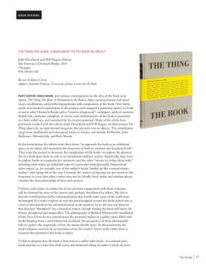 Openings 57 the THING the BOOK
