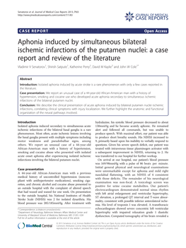Aphonia Induced by Simultaneous Bilateral Ischemic Infarctions of The
