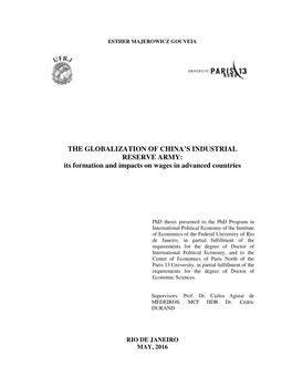 The Globalization of China's Industrial Reserve Army: Its Formation and Impacts on Wages in Advanced Countries / Esther Majerowicz Gouveia