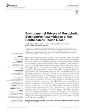 Environmental Drivers of Mesophotic Echinoderm Assemblages of the Southeastern Paciﬁc Ocean