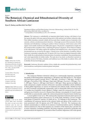 The Botanical, Chemical and Ethnobotanical Diversity of Southern African Lamiaceae
