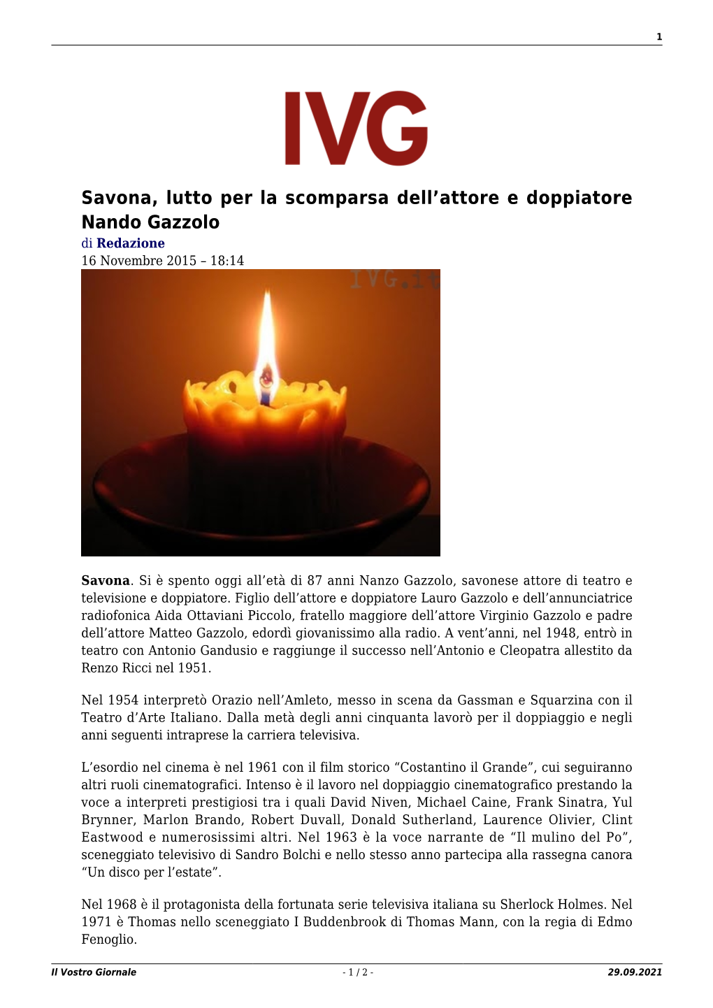 Il Vostro Giornale - 1 / 2 - 29.09.2021 2