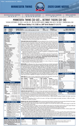 Twins Notes 9-22 Vs. DET.Pdf