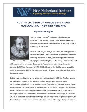 Australia's Dutch Columbus: Nieuw Holland, Not New Netherland