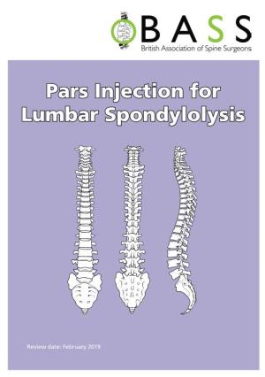 BASS Patient Information Pars Injection for Lumbar Spondylolysis