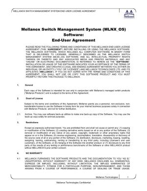 Mellanox Switch Management System (MLNX OS) Software: End-User Agreement