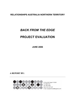 'Back from the Edge' Project Evaluation, June 2006