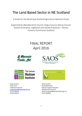 The Land Based Sector in NE Scotland FINAL REPORT April 2016