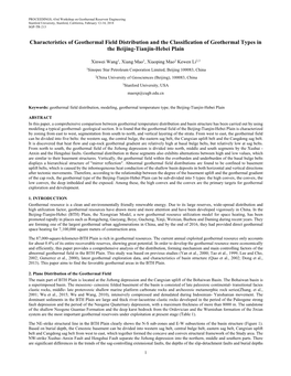 Characteristics of Geothermal Field Distribution and the Classification of Geothermal Types in the Beijing-Tianjin-Hebei Plain