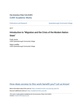 Migration and the Crisis of the Modern Nation State"