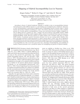 Mapping of Hybrid Incompatibility Loci in Nasonia