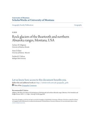 Rock Glaciers of the Beartooth and Northern Absaroka Ranges, Montana, USA Zachary M