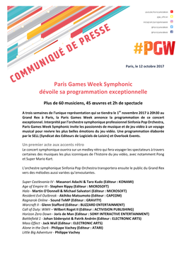 Paris Games Week Symphonic Dévoile Sa Programmation Exceptionnelle