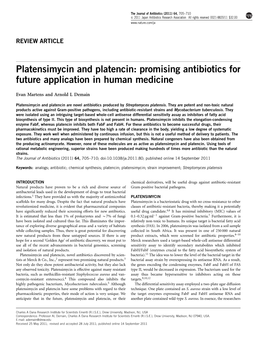 Platensimycin and Platencin: Promising Antibiotics for Future Application in Human Medicine