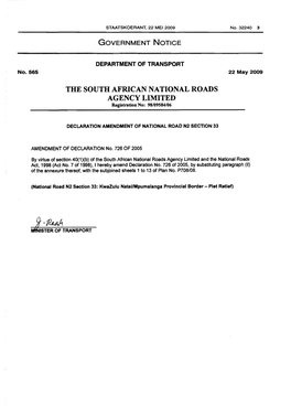 Declaration Amendment of National Road N2 Section 33