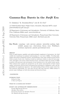 Gamma-Ray Bursts in the Swift Era Arxiv:0909.1531V1