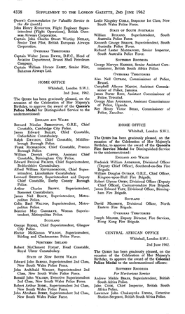 4338 Supplement to the London Gazette, 2Nd June 1962