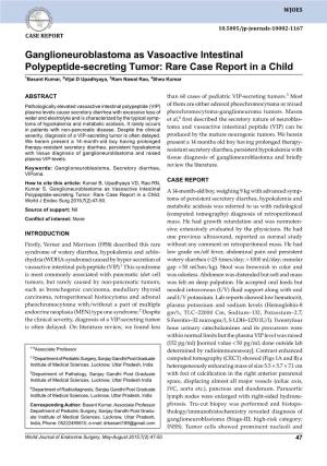 Ganglioneuroblastoma As Vasoactive Intestinal Polypeptide-Secreting10.5005/Jp-Journals-10002-1167 Tumor: Rare Case Report in a Child Case Report