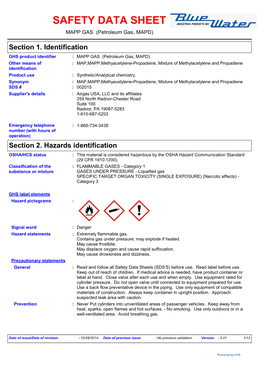 MAPP Gas MSDS Safety Data Sheet