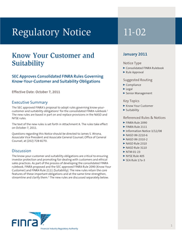 Regulatory Notice 11-02