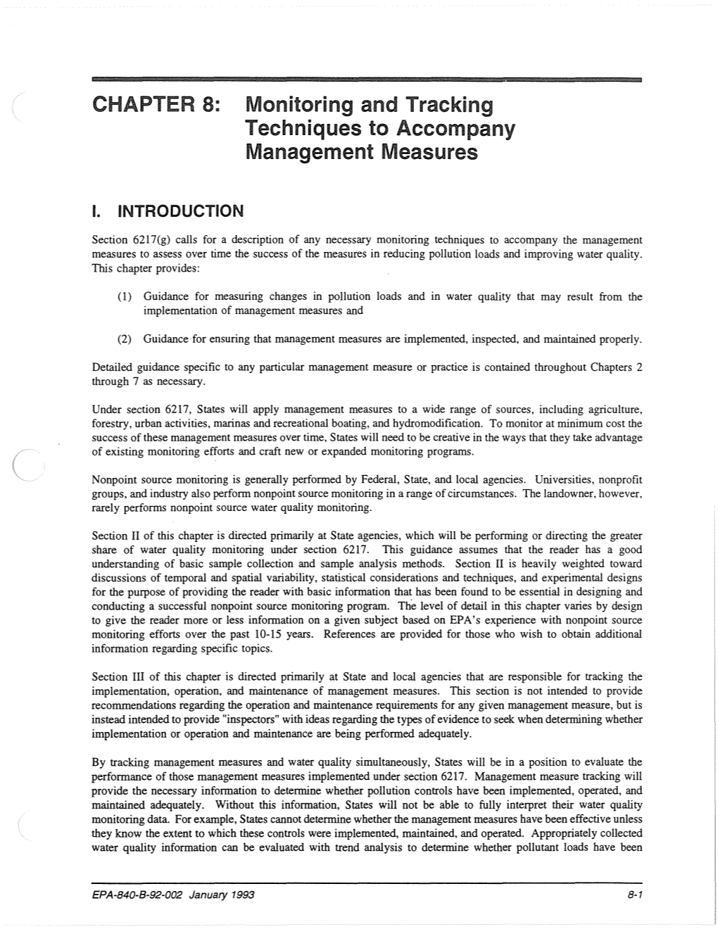 CHAPTER 8: Monitoring and Tracking Techniques to Accompany Management Measures