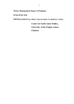 Water Management Issues of Pakistan Centre for South Asian Studies